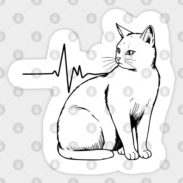 Heartbeat Cat Sticker by Pixel Threads 